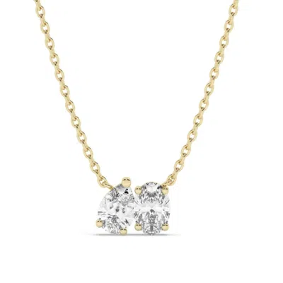 Azalea Jewelry Women's Gold Oval And Pear Shape Toi Et Moi Diamond Necklace, Large