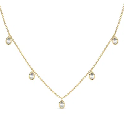 Azalea Jewelry Women's Gold Pear Shape Drop Station Necklace