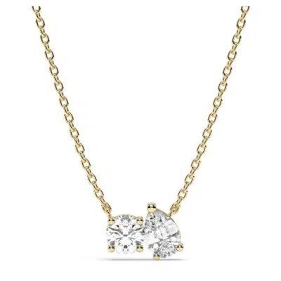 Azalea Jewelry Women's Gold Round And Pear Shape Toi Et Moi Diamond Necklace, Small