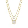 Azalea Jewelry Women's Gold Round Cut Bezel Setting Diamond Solitaire Necklace Link Chain In Gold