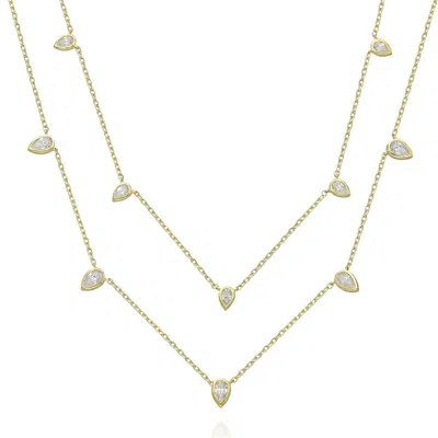 Azalea Jewelry Women's Gold Tear Drop Station Necklace, Small