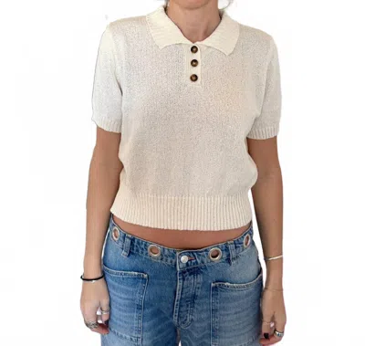 Azalea Josephine Knit Polo Top In White