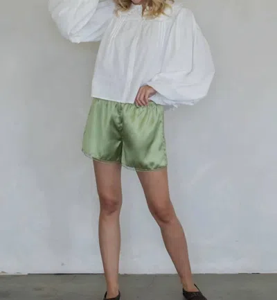 Azalea Loren Satin Shorts In Matcha In Green