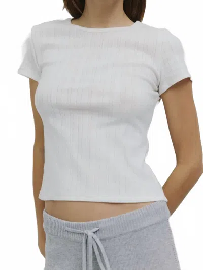 Azalea Penelope Pointelle Baby Tee In White