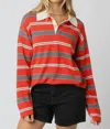 Azalea Romy Relaxed Drape Polo In Cherry In Multi