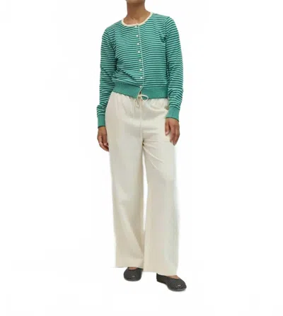 Azalea Ruby Stripe Knit Cardigan In Garden Green In White