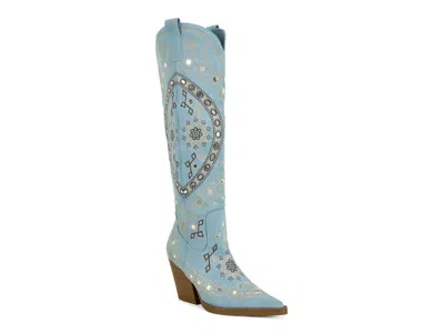 Azalea Wang Aamina Cowboy Boot In Blue