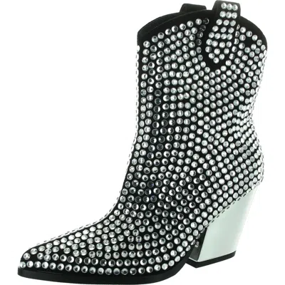 Azalea Wang Action Lite Womens Rhinestone Ankle Boots In Black