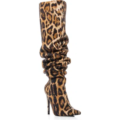 Azalea Wang Adventurous Slouch Pointed Toe Boot In Animal Print