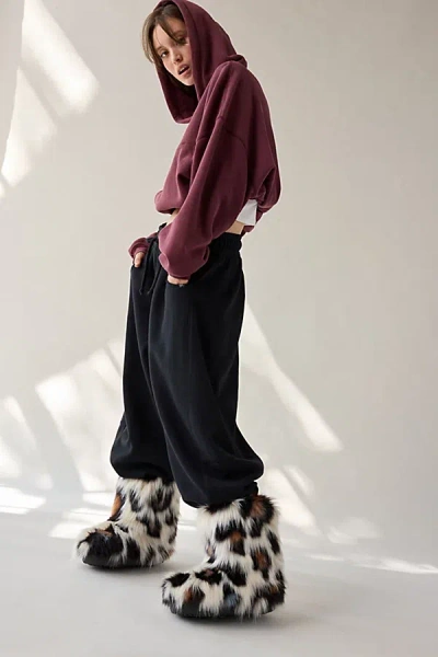 Azalea Wang Albert Faux Fur Boot In Leopard, Women's At Urban Outfitters In Animal Print