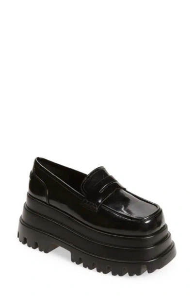 Azalea Wang Aleo Platform Penny Loafer In Black