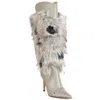 Azalea Wang Alisette Faux Fur Knee High Boot In Gray