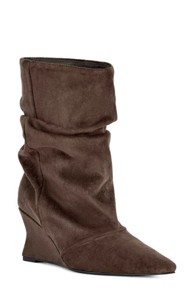 Azalea Wang Alissa Slouchy Wedge Bootie In Brown