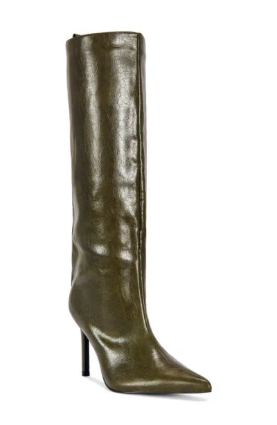 Azalea Wang Alluring Faux Leather Knee High Boot In Green