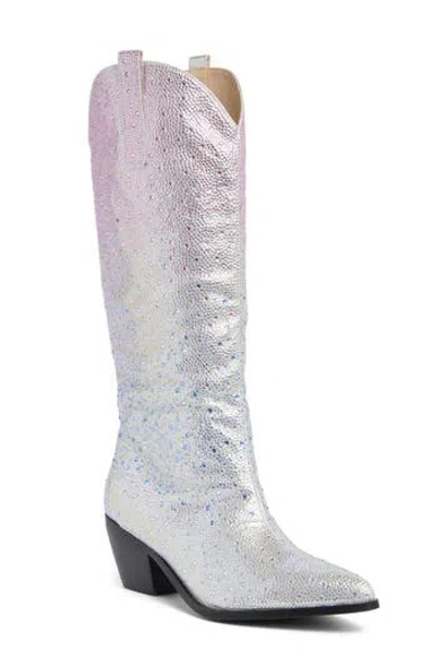 Azalea Wang Almudena Glitter Western Bootie In Silver