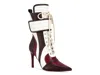 Azalea Wang Amada Patchwork Bootie In Burgundy