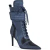 Azalea Wang Amada Patchwork Bootie In Blue