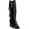 Azalea Wang Amadeo Knee High Fringe Sandal In Black