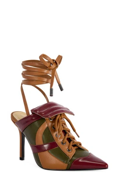 Azalea Wang Ambre Lace Up Pointed Toe Bootie In Multi