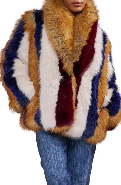 Azalea Wang Ambria Faux Fur Jacket In Multi