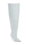 Azalea Wang Amby Pointed Toe Denim Boot In Blue