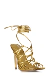 Azalea Wang Amenra Ankle Wrap Sandal In Gold