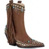 Azalea Wang Anorak Fringe Western Boot In Brown