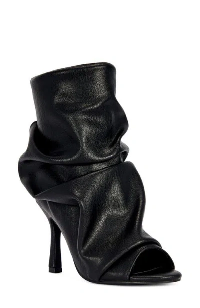 Azalea Wang Apex Slouchy Open Toe Bootie In Black