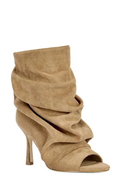 Azalea Wang Apex Slouchy Open Toe Bootie In Brown