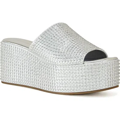 Azalea Wang Arachna Platform Wedge Sandal In Silver