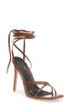 Azalea Wang Arica Ankle Wrap Sandal In Brown
