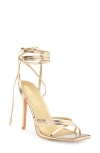 Azalea Wang Arica Ankle Wrap Sandal In Gold