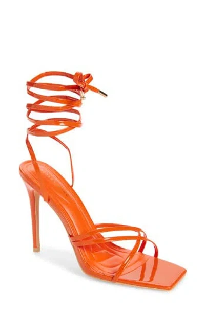 Azalea Wang Arica Ankle Wrap Sandal In Orange