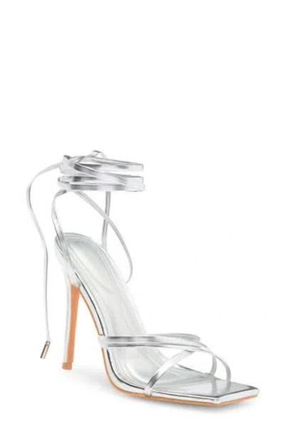 Azalea Wang Arica Ankle Wrap Sandal In Silver