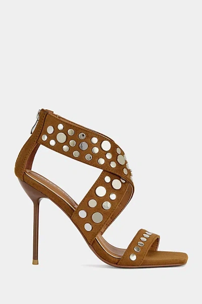 Azalea Wang Arte Studded Stiletto Heel In Tan, Women's At Urban Outfitters In Brown
