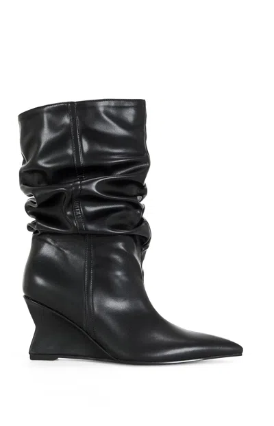 Azalea Wang Asaf Black Wedge Booties