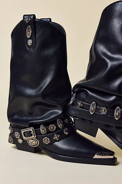Azalea Wang Ashraf Belted Western Boot In Black, Women's At Urban Outfitters In Blue