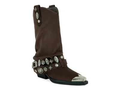 Azalea Wang Ashraf Studded Western Boot In Brown