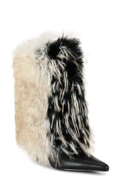Azalea Wang Astrali Faux Fur Stiletto Bootie In Multi