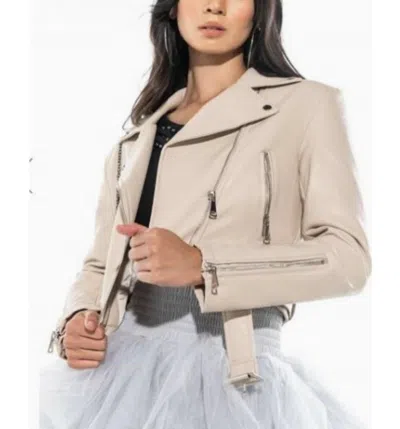 Azalea Wang Attalae Moto Jacket In Beige In White