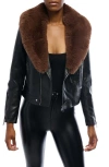 Azalea Wang Aussy Moto Coat In Brown In Black