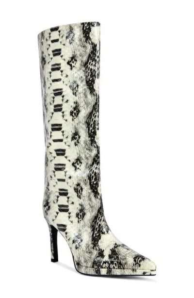 Azalea Wang Barely Faux Snakeskin Knee High Boot In Multi
