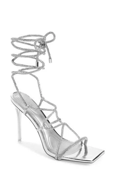 Azalea Wang Beatrixed Ankle Wrap Sandal In Silver