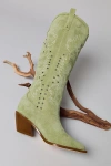 Azalea Wang Beckett Studded Suede Cowboy Boot In Mint, Women's At Urban Outfitters