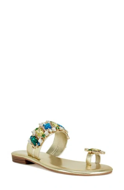 Azalea Wang Belva Toe Loop Sandal In Gold