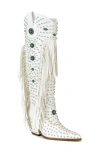 Azalea Wang Bennett Fringe Cowboy Boot In White