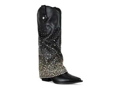 Azalea Wang Beth Foldover Cowboy Boot In Black