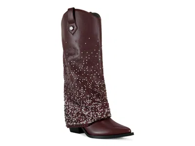 Azalea Wang Beth Foldover Cowboy Boot In Brown