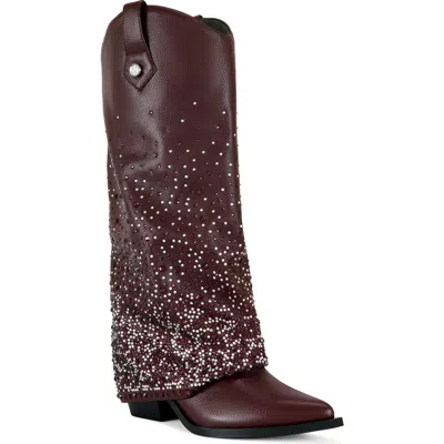 Azalea Wang Beth Stud Western Boot In Brown