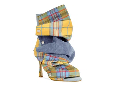 Azalea Wang Birdsong Open Toe Denim Bootie In Multi